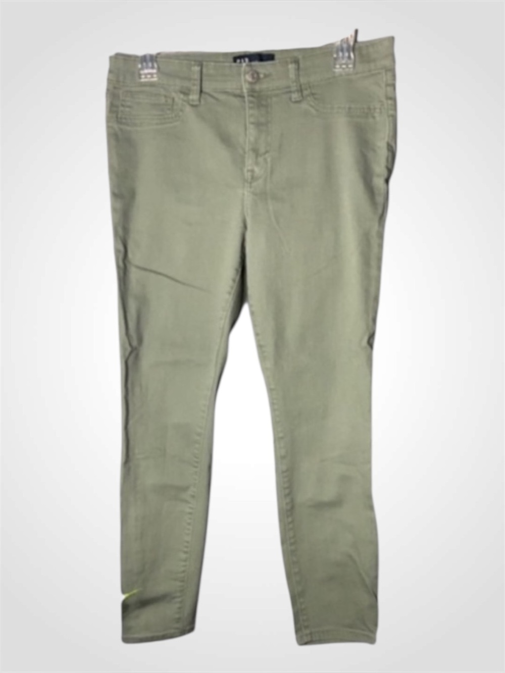 Gap Sage Green Cropped Skimmer Mid Rise Denim Leggings 5 Pockets Size 8